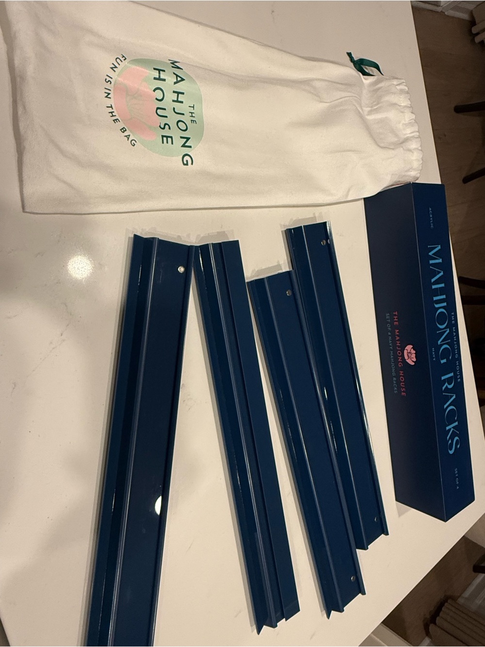 20” Navy Mahjong Rack Set from The Mahjong House